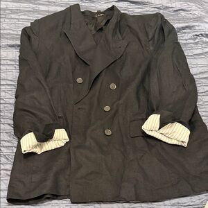 Banana Republic Black Linen Blazer with Striped Lining